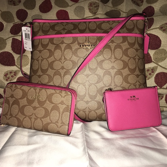 Coach Handbags - NWT Coach Khaki/Tan & Pink Bundle