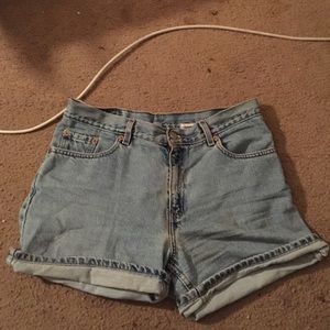 high waisted denim shorts