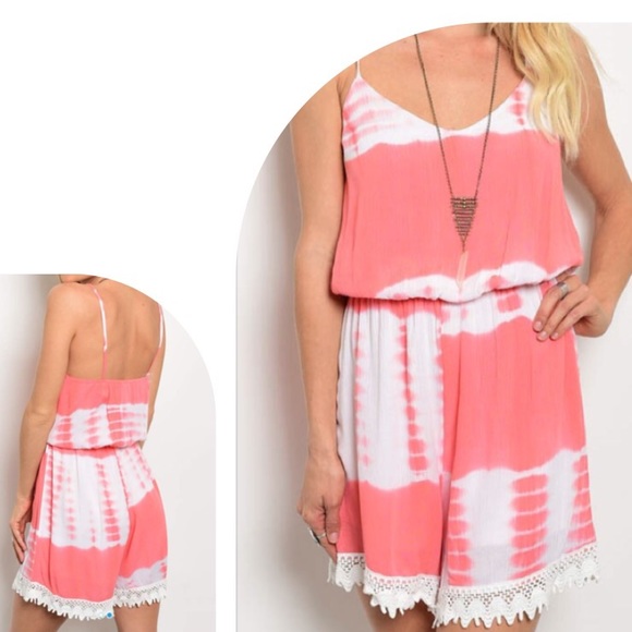 🌺7/16, 12/6🌺CROCHET HEM TIE DYE ROMPER - Picture 2 of 2
