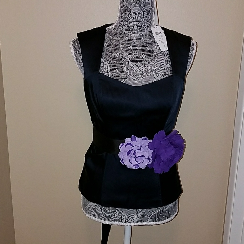 Cache navy sleeveless satin to