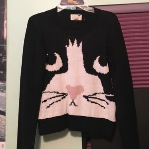 black and white kitty sweater