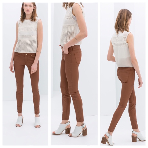 Zara Pants - Caramel Motorcycle Coated Pants