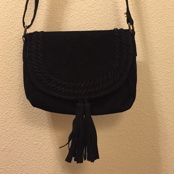 Black suede purse