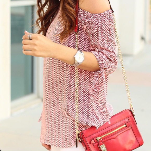 Red and White Off The Shoulder Top - Picture 2 of 2