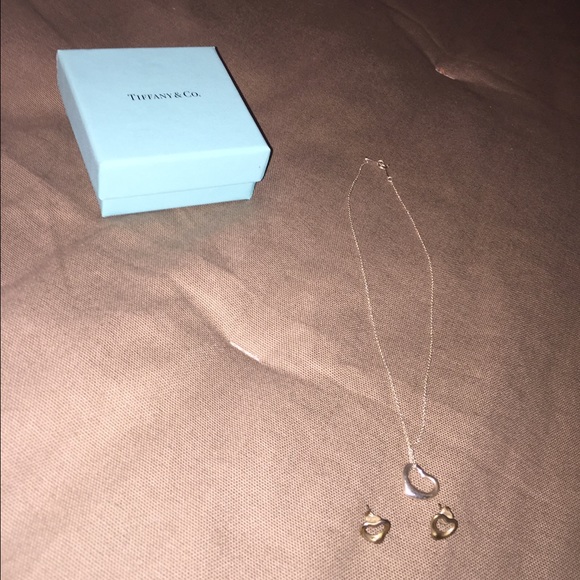 Tiffany heart Necklace and Matching Earrings