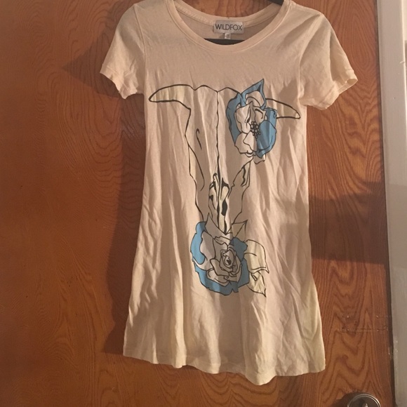 Wildfox cow skull blue flowers tshirt