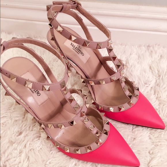 Valentino Rockstud Leather 100mm Pump Deep Fuchsia - Picture 2 of 4