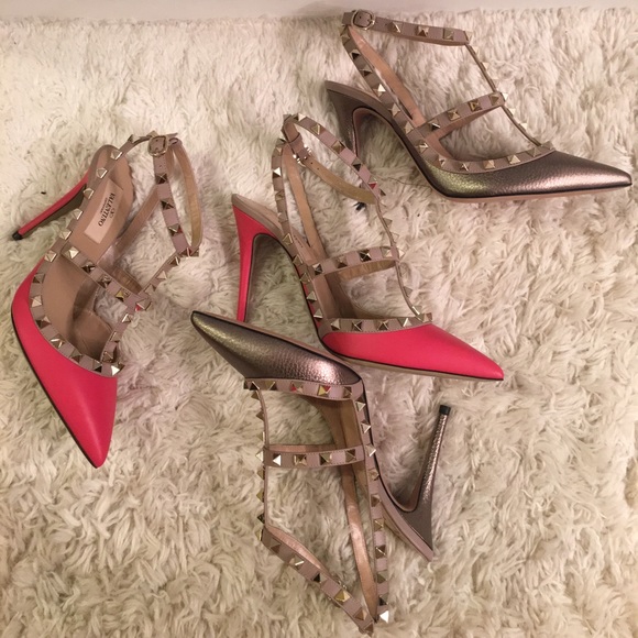 Valentino Rockstud Leather 100mm Pump Deep Fuchsia - Picture 4 of 4