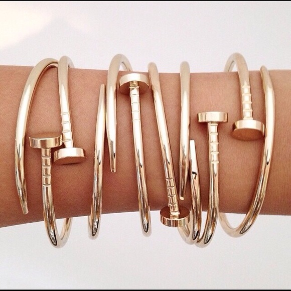 Gold Nail Bangle - Picture 2 of 2