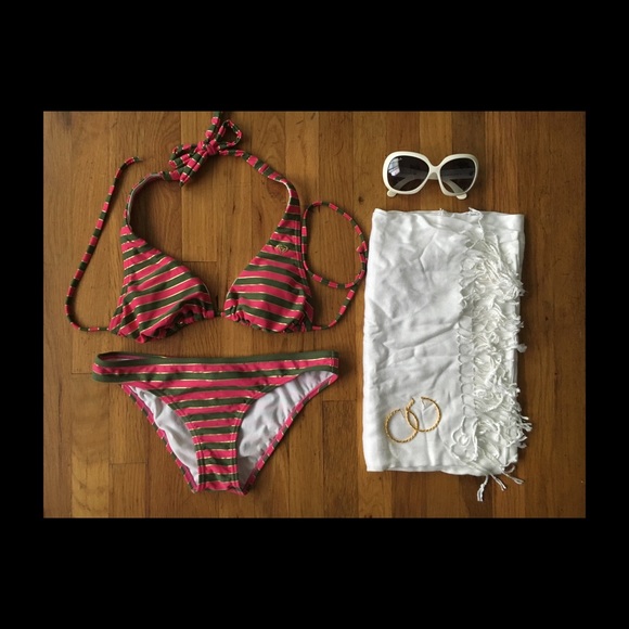 Roxy pink, gold & kakhi bikini👙☀️💋 - Picture 1 of 4