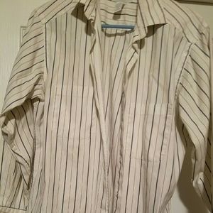 Lands End white strip button down