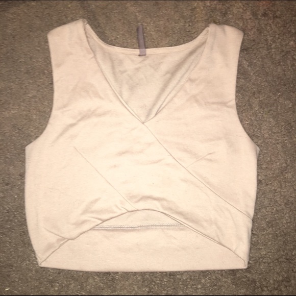 Nude v-neck crop top