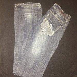 Boot cut blue jean pants