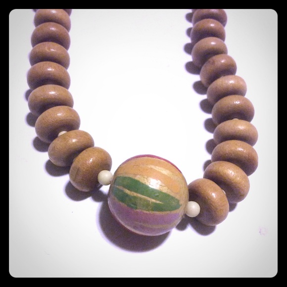 Ethnic wood beaded necklace