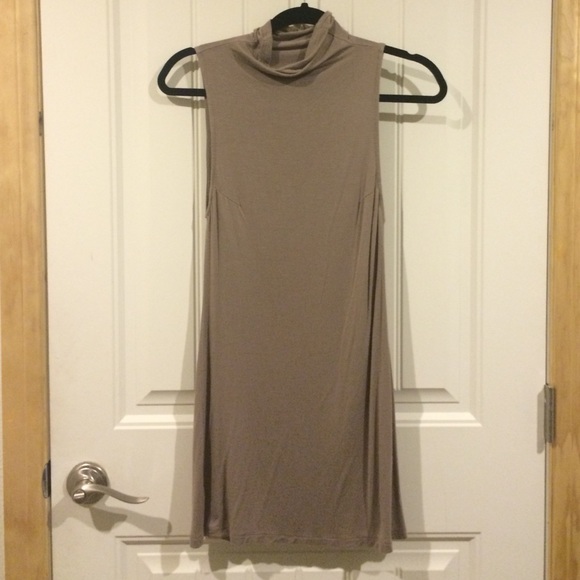 Tan mock neck shift dress