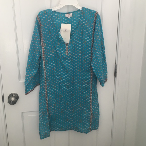 Turquoise&gold tunic, nwt, S/M, bought in India