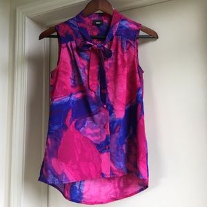 Tie-dye swirl blouse with bow