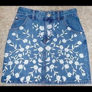 Embroidered jean skirt!