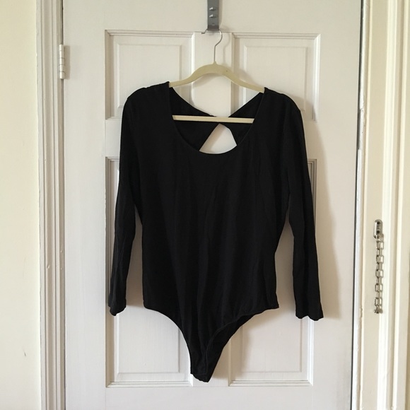 ASOS Curve Dresses & Skirts - Long Sleeve Open Back Black Bodysuit