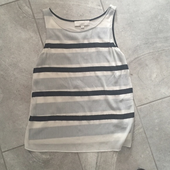 Black and beige striped Loft tank