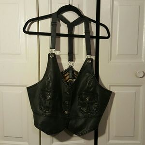 Cute. Black faux leather crop top.