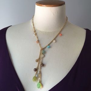 CLUB MONACO Multi-Colored Bead and Gold Lariat