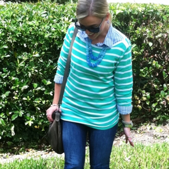 J. Crew Tops - FINAL REDUCTION❗️Aqua Stripe Long Sleeve Shirt J. Crew Tops - FINAL REDUCTION❗️Aqua Stripe Long Sleeve Shirt