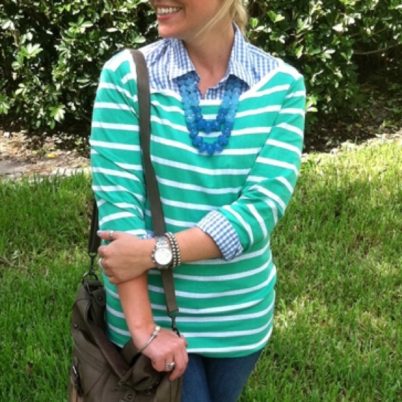 J. Crew Tops - FINAL REDUCTION❗️Aqua Stripe Long Sleeve Shirt J. Crew Tops - FINAL REDUCTION❗️Aqua Stripe Long Sleeve Shirt