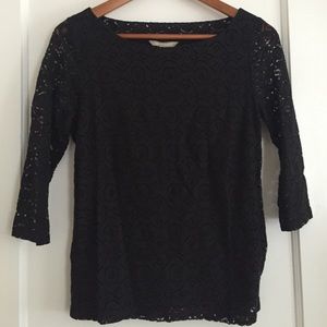 NWT banana republic black lace 3/4 sleeve top