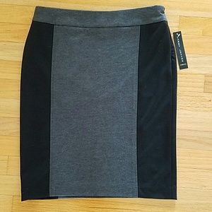 Larry Levine two-tone skirt in black/gray