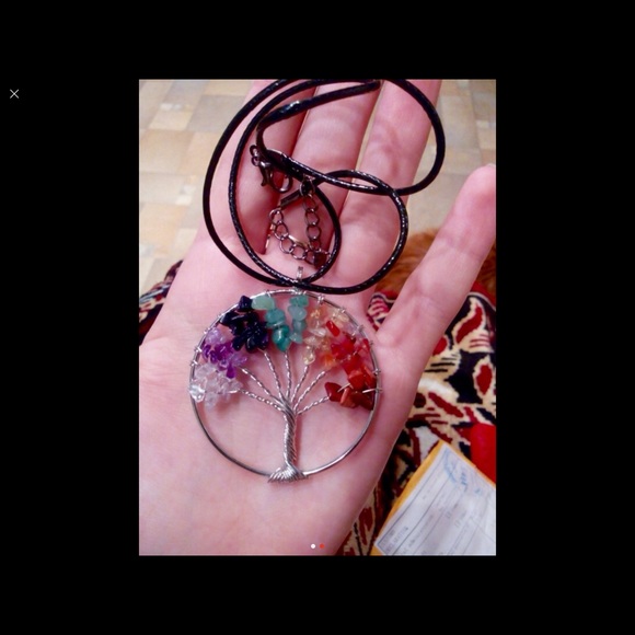 Chakra Tree of Life 7 Gemstone Pendant Necklace - Picture 2 of 5