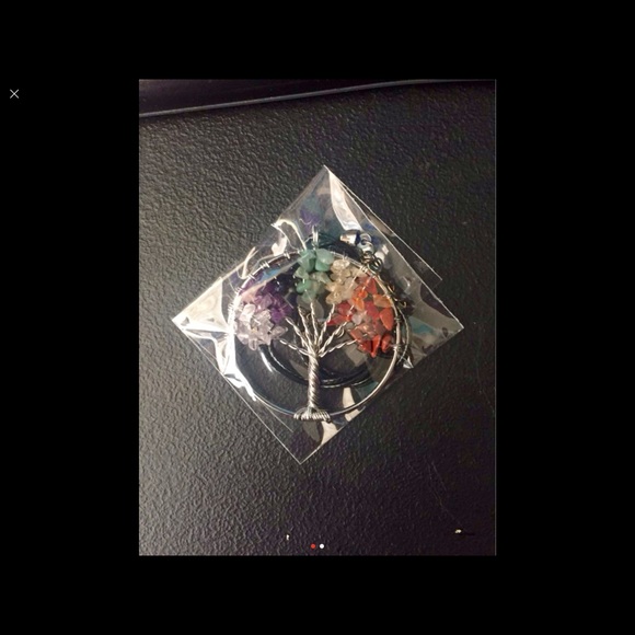 Chakra Tree of Life 7 Gemstone Pendant Necklace - Picture 4 of 5