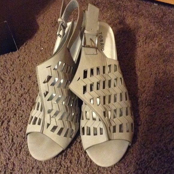 Grey Torrid booties/sandals with heels