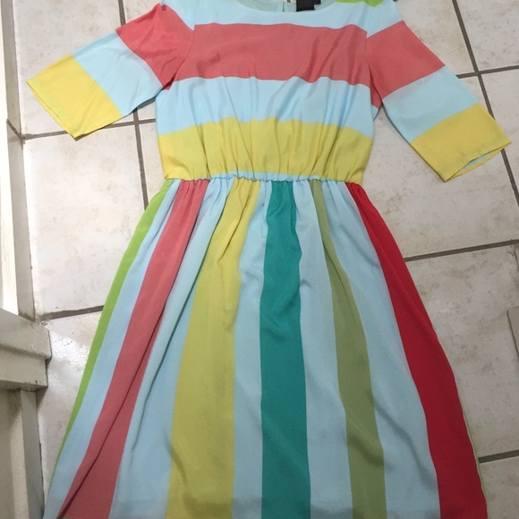 Multicolor stripe mini dress