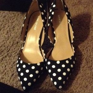 Lane Bryant B & W polka dots heels