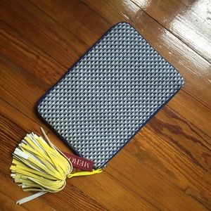 Navy clutch with yellow Pom Pom- Merona