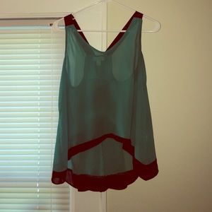 Shear green and black top