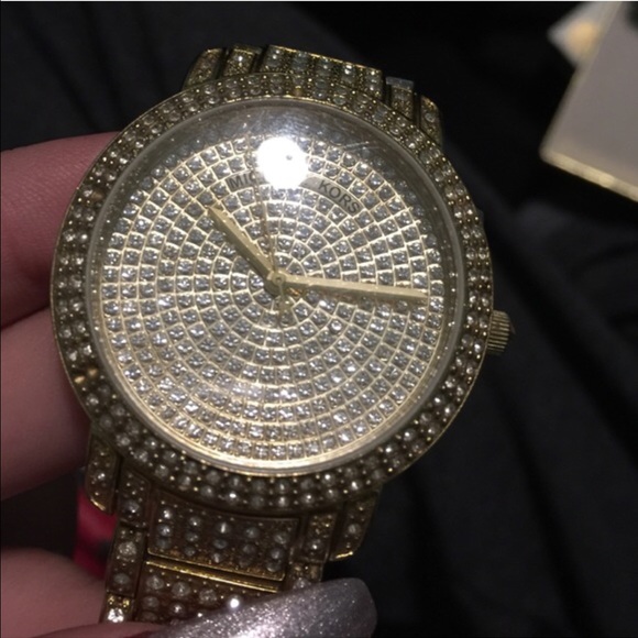 Rare gold MIchael Kors crystal covered watch