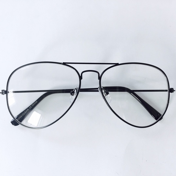 RETRO CLEAR LENS BLACK CLEAR AVIATOR STYLE GLASSES