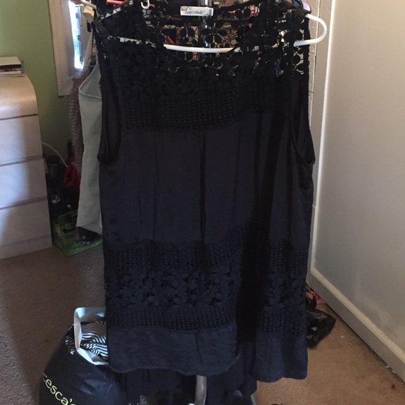 Black satin 3x tank top