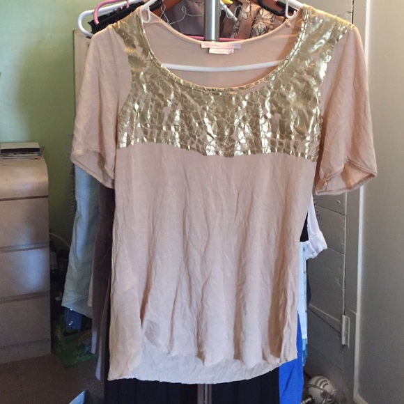 Peach and gold shirt from BCBG MAC AZRIA