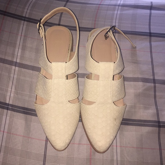 Cream Faux Snakeskin sandals