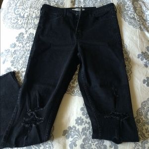 Abercrombie black destroyed skinny jeans