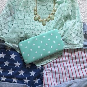 Blue polka dot wallet