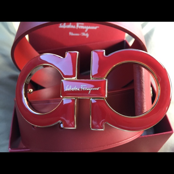 Salvatore Ferragamo Men's Red Belt Big XL Buckle