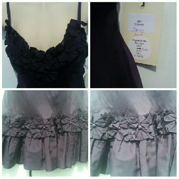 ANTHRO ORIGAMI RUFFLE SLIP DRESS SZ S - Picture 3 of 4