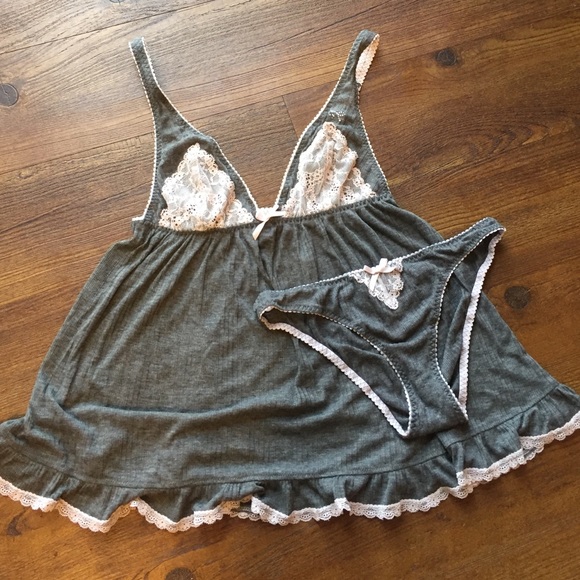 Victoria's Secret Other - Victoria secret light pink and grey baby doll set.