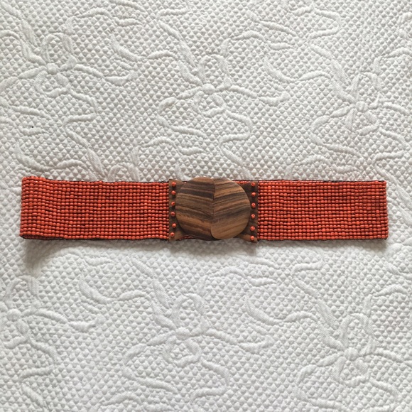 (SOLD) Orange Beaded Boho/Tribal belt