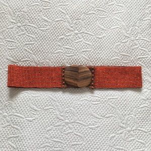 (SOLD) Orange Beaded Boho/Tribal belt