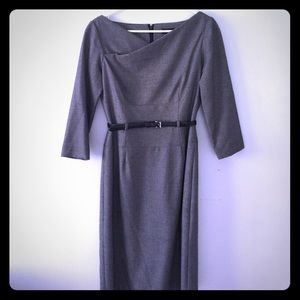 Tahari gray slightly off shoulder dress